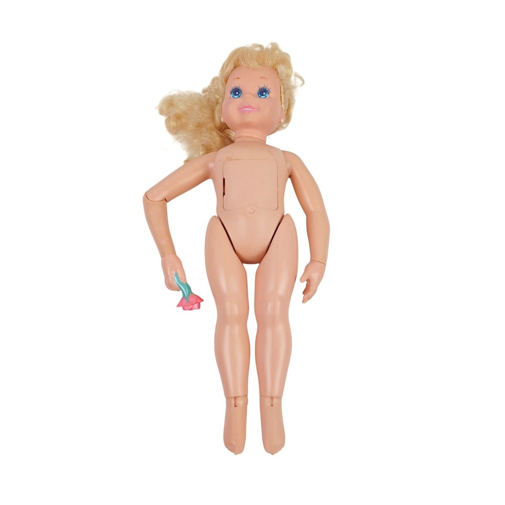 Vintage 1989 Tyco‎ Doll Blonde Hair Blue Eyes Pink Rose Accessory Collectible